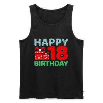 18th birthday - Men's Premium Organic Tank Top - black - Front - AI Model Male 178 light (178cm)