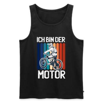 Retro Vintage Ich bin der Motor Fahrrad - Männer Premium Bio Tank Top - Schwarz - Vorne - Michal (187cm)
