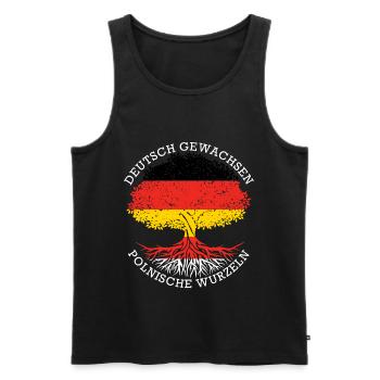 Deutsch Aufgewachsen Polnische Wurzeln - Männer Premium Bio Tank Top - Schwarz - Vorne - AI Model Male 178 light (178cm)