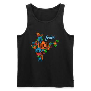 India Asia Travel Gift Idea - Men's Premium Organic Tank Top - black - Front - Michal (187cm)