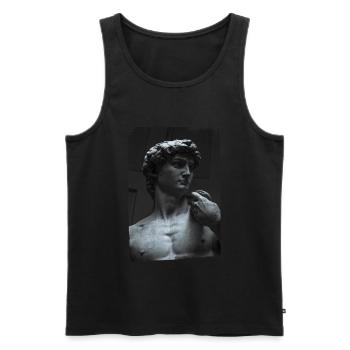 David by Michelangelo art sculpture - Men's Premium Organic Tank Top - black - Front - AI Model Male 178 light (178cm)