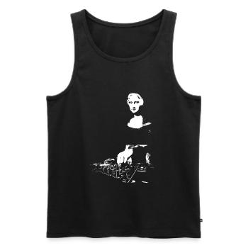 DJ Mona Lisa Mixer - Débardeur bio Premium Homme - noir - Devant - AI Model Male 178 light (178cm)