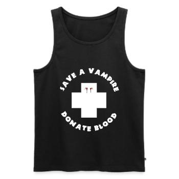 Rette einen Vampir Spooky Halloween Blut spenden - Männer Premium Bio Tank Top - Schwarz - Vorne - AI Model Male 178 light (178cm)