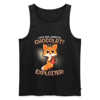 Chocolat Fuchs Cadeau Français - Débardeur bio Premium Homme - noir - Devant - Michal (187cm)
