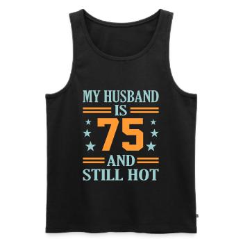 75. Geburtstag - Männer Premium Bio Tank Top - Schwarz - Vorne - AI Model Male 178 light (178cm)