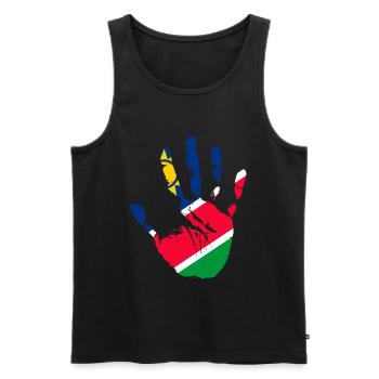 Namibia - Men's Premium Organic Tank Top - black - Front - Michal (187cm)