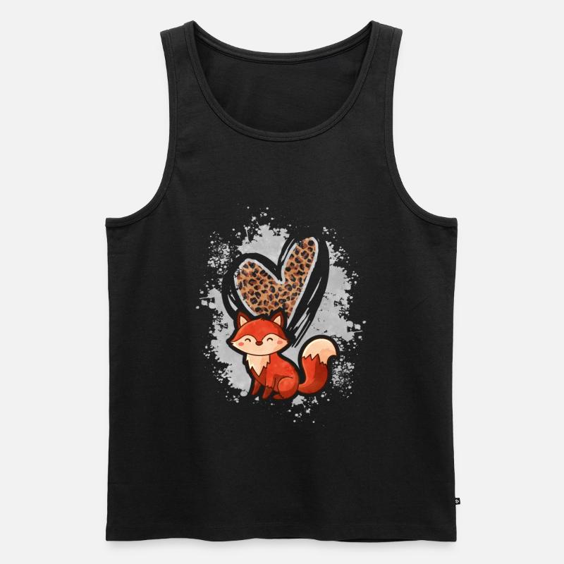 Fuchs Leopard Herz Geschenk - Männer Premium Bio Tank Top - Schwarz