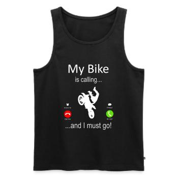 Mon Dirtbike appelle... et je dois y aller! - Débardeur bio Premium Homme - noir - Devant - Michal (187cm)