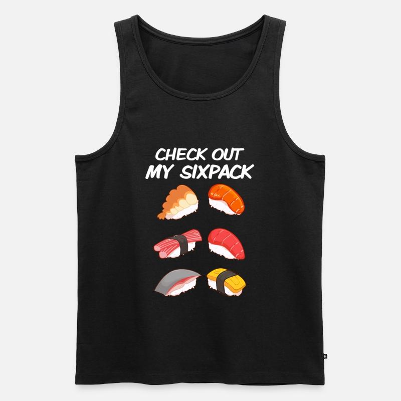 Sixpack Sushi - Männer Premium Bio Tank Top - Schwarz