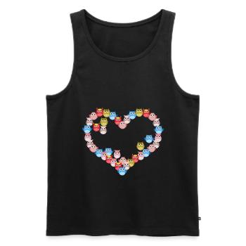 Bunte Herz-eule - Männer Premium Bio Tank Top - Schwarz - Vorne - AI Model Male 178 light (178cm)