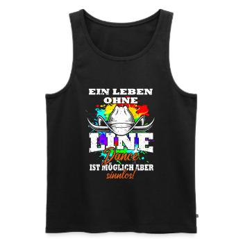 Ein Leben ohne Line Dance ist möglich aber sinnlos - Männer Premium Bio Tank Top - Schwarz - Vorne - Michal (187cm)
