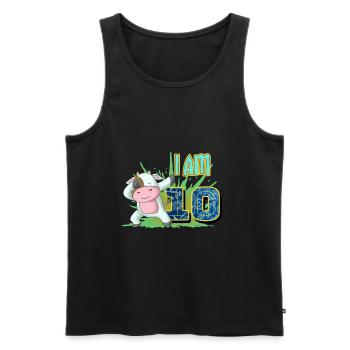 10th Birthday Dabbing Cow - Men's Premium Organic Tank Top - black - Front - AI Model Male 178 light (178cm)