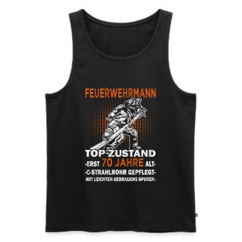 Feuerwehrmann Top Zustand - 70 Jahre - Feuerwehr - Männer Premium Bio Tank Top - Schwarz - Vorne - AI Model Male 178 light (178cm)