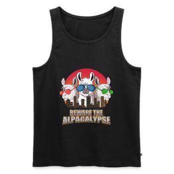 Alpaka - Männer Premium Bio Tank Top - Schwarz - Vorne - Michal (187cm)