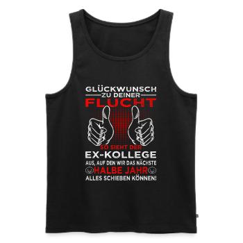 Glückwunsch zur Flucht - zum Abschied Jobwechsel - Männer Premium Bio Tank Top - Schwarz - Vorne - Michal (187cm)