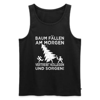 Baum fällen am Morgen - Holzfäller - Förster - Männer Premium Bio Tank Top - Schwarz - Vorne - Michal (187cm)