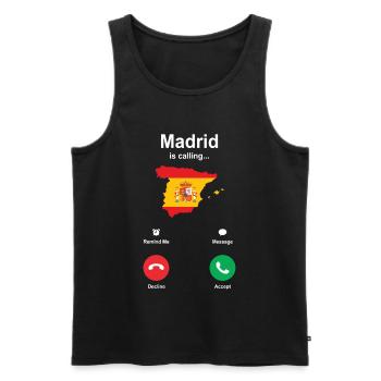 Madrid Ruft Geschenk An - Männer Premium Bio Tank Top - Schwarz - Vorne - Michal (187cm)