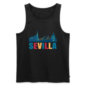 Seville colorful building gift - Men's Premium Organic Tank Top - black - Front - AI Model Male 178 light (178cm)