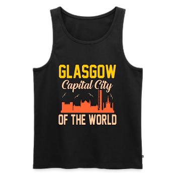 Cadeau de la capitale Glasgow - Débardeur bio Premium Homme - noir - Devant - AI Model Male 178 light (178cm)