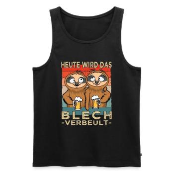 Bierspruch - Bierliebhaber - Faultier Spruch - Männer Premium Bio Tank Top - Schwarz - Vorne - Michal (187cm)