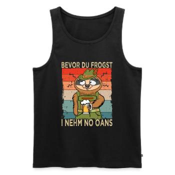 Bierliebhaber - Faultier Spruch bayrisch - Männer Premium Bio Tank Top - Schwarz - Vorne - Michal (187cm)