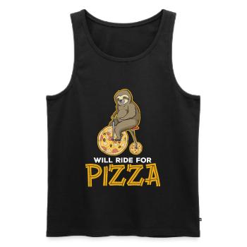 Cadeau de pizza Sloth Riding - Débardeur bio Premium Homme - noir - Devant - AI Model Male 178 light (178cm)