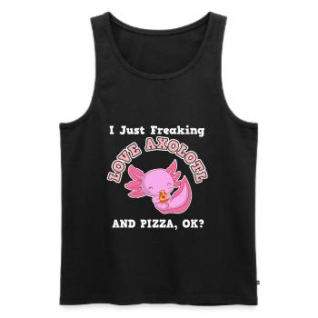 Axolotl Le cadeau pizza mange - Débardeur bio Premium Homme - noir - Devant - AI Model Male 178 light (178cm)