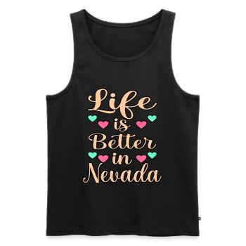 Life is better Nevada gift - Men's Premium Organic Tank Top - black - Front - AI Model Male 178 light (178cm)