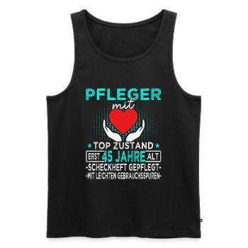 Pfleger 45 Jahre - Altenpfleger - Pflegekraft - Männer Premium Bio Tank Top - Schwarz - Vorne - Michal (187cm)