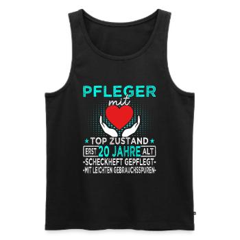 Pfleger 20 Jahre - Altenpfleger - Pflegekraft - Männer Premium Bio Tank Top - Schwarz - Vorne - Michal (187cm)