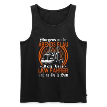 LKW Fahrer & Trucker - Fernfahrer mit Lastwagen - Männer Premium Bio Tank Top - Schwarz - Vorne - AI Model Male 178 light (178cm)