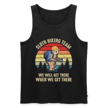 Das Sloth Hiking Team wird dort ankommen, wenn wir dort ankommen - Männer Premium Bio Tank Top - Schwarz - Vorne - Michal (187cm)