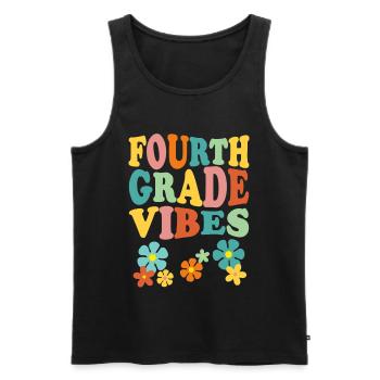 Fourth Grade Vibes - Flowery Retro - Men's Premium Organic Tank Top - black - Front - AI Model Male 178 light (178cm)