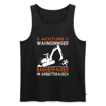 Bagger, Baustelle, Achtung wahnsinniger Baggerfahr - Männer Premium Bio Tank Top - Schwarz - Vorne - AI Model Male 178 light (178cm)
