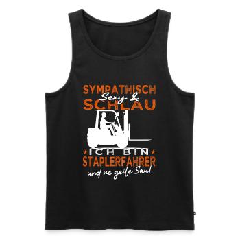 Ich bin Staplerfahrer - Lagerist - Männer Premium Bio Tank Top - Schwarz - Vorne - AI Model Male 178 light (178cm)