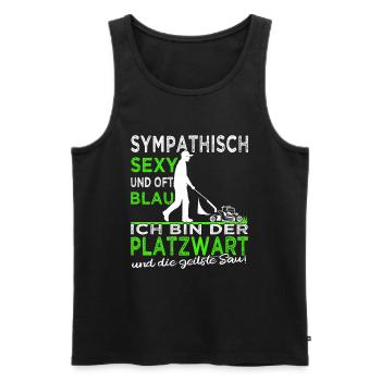 Platzwart - Rasen mähen - Rasenpflege- Gärtner - Männer Premium Bio Tank Top - Schwarz - Vorne - Michal (187cm)