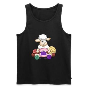 Crochet, crochet sheep, crochet sheep, yarn - Men's Premium Organic Tank Top - black - Front - Michal (187cm)