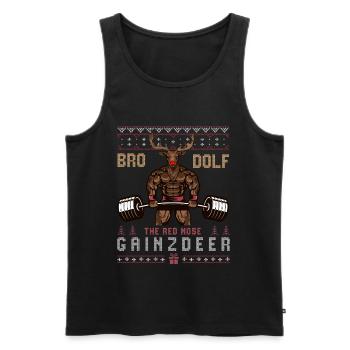 Gym de Noël, Gym de Noël heureux Liftmas, - Débardeur bio Premium Homme - noir - Devant - Michal (187cm)