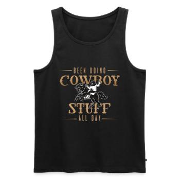 Cowboy, rodéo cowboy, pays, - Débardeur bio Premium Homme - noir - Devant - AI Model Male 178 light (178cm)