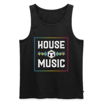 House music, House music Party, Rave, - Männer Premium Bio Tank Top - Schwarz - Vorne - AI Model Male 178 light (178cm)
