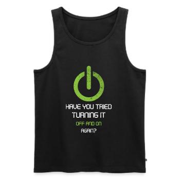 tech, tech desk, developer, - Männer Premium Bio Tank Top - Schwarz - Vorne - AI Model Male 178 light (178cm)