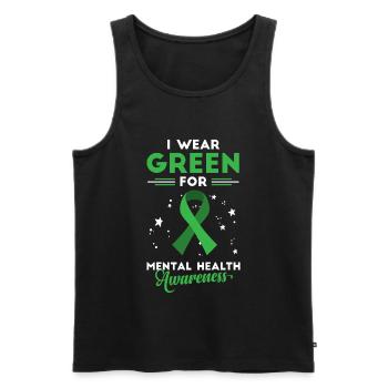 Mental health, Mental health - Men's Premium Organic Tank Top - black - Front - AI Model Male 178 light (178cm)
