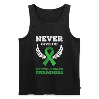 Mental health, Mental health - Men's Premium Organic Tank Top - black - Front - AI Model Male 178 light (178cm)