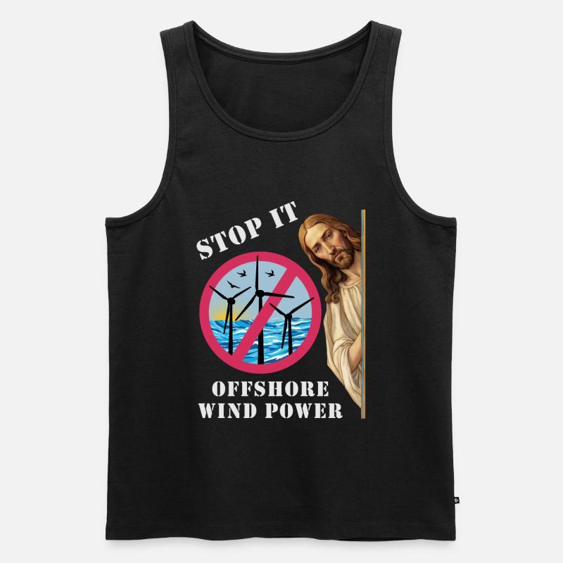 Offshore Windkraft Stopp - Männer Premium Bio Tank Top - Schwarz