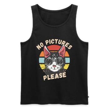 Keine Bilder bitte - Männer Premium Bio Tank Top - Schwarz - Vorne - AI Model Male 178 light (178cm)