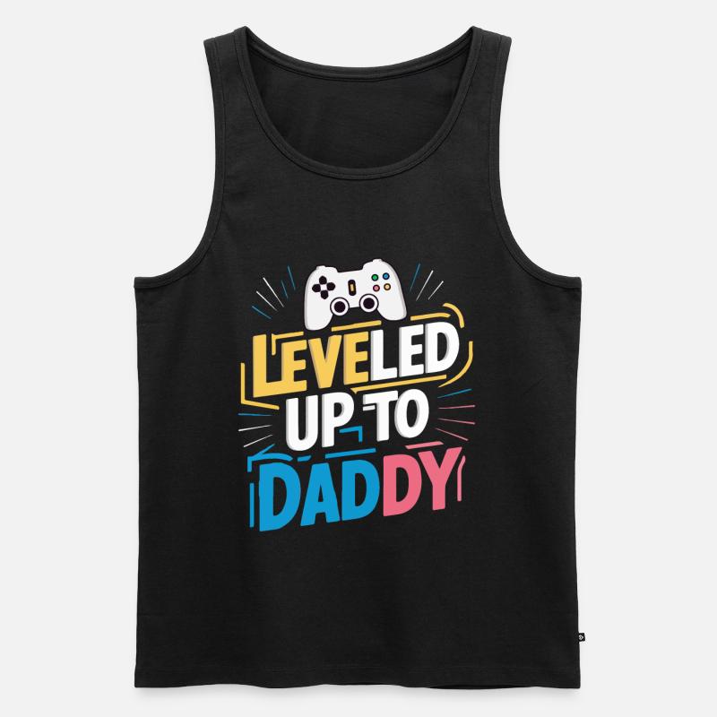 Aufgestuft auf Papa - Männer Premium Bio Tank Top - Schwarz