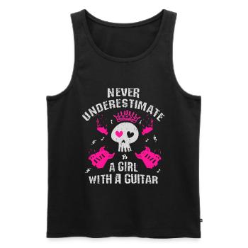Never underestimate a girl with a guitar - Men's Premium Organic Tank Top - black - Front - AI Model Male 178 light (178cm)
