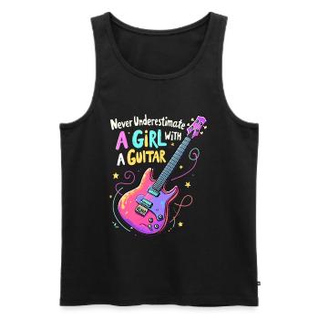 Fille avec la puissance de la guitare - Débardeur bio Premium Homme - noir - Devant - Michal (187cm)