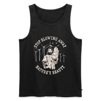Jesus Against Wind Energy - Protect Natures Beauty - Men's Premium Organic Tank Top - black - Front - Michal (187cm)