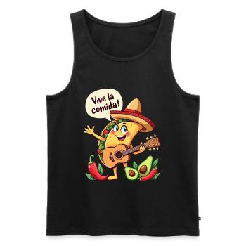 Taco Fiesta mit Gitarre und hispanischem Flair - Männer Premium Bio Tank Top - Schwarz - Vorne - AI Model Male 178 light (178cm)